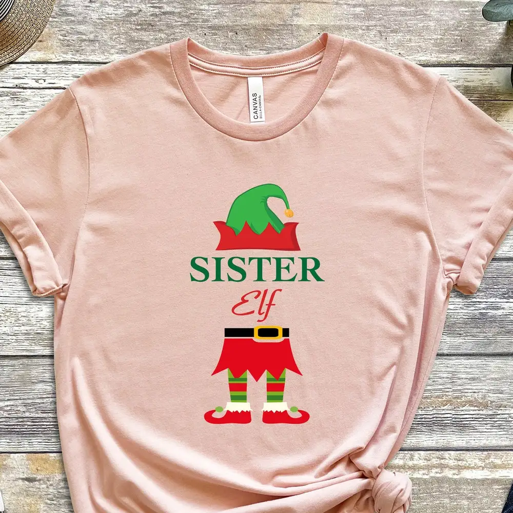 Sister Elf T Shirt Xmas For Personalized Family Christmas Custom Matching