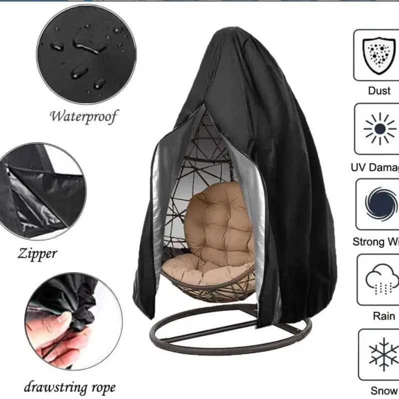 Oxford Cloth Waterproof Cover Outdoor Hanging Chair Dust Cover Zipper Hanging Chair Swing Eggshell Cover