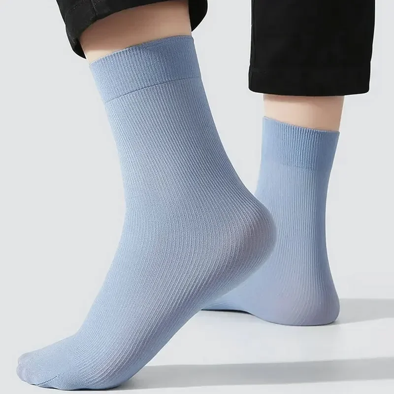 Calcetines de seda de hielo para hombre, medias ultrafinas de negocios, transpirables, suaves, de fibra de bambú, para verano y primavera, 10 o 20