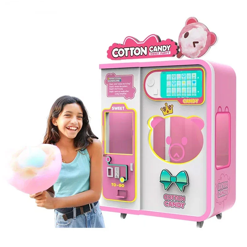 Hot salesLow Cost Unmanned Operation Quick Production Long Range Control Movable Modern Vending Making Candy Floss Machine