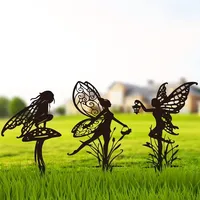 Adorable garden fairies and animals Unique metal outdoor decorations Perfect for decorating your patio lawn Cute ground plug