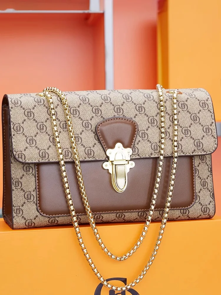 

Hong Kong New Sle Floral Print Chain Menger Bag Women's Versatile Luxury Small Square Bag Single oulder Crossbody Bag