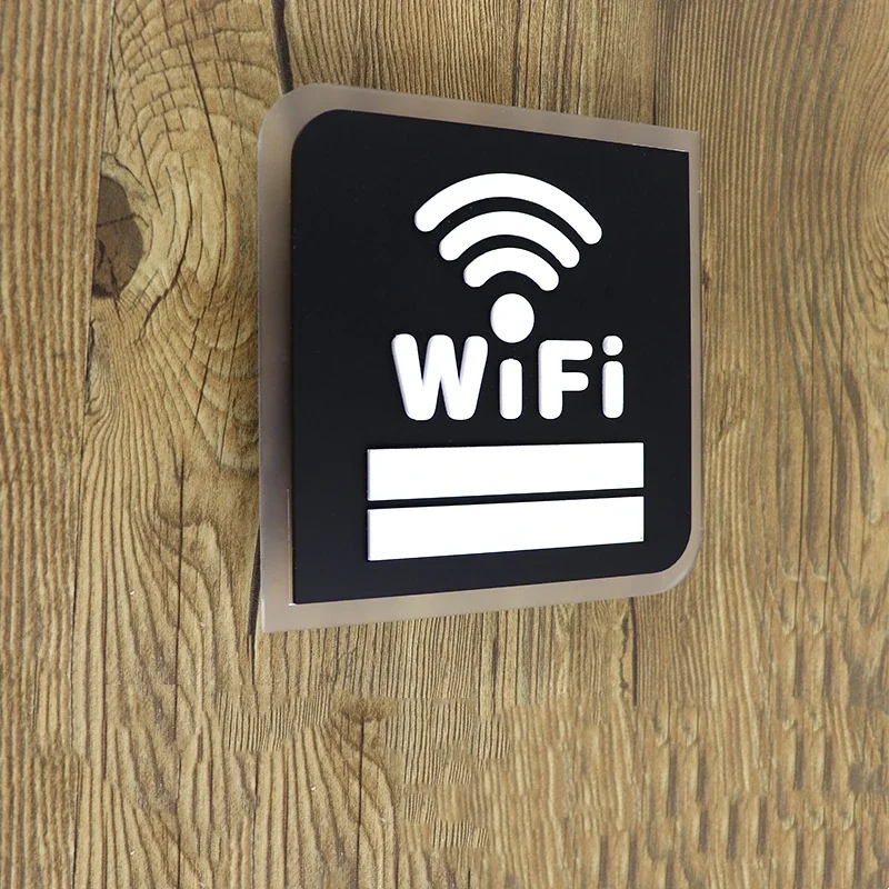 Wifi Sign Acrylic WIFI Reminder Signage for Public Places Shops Handwriting Account and Password Wifi Notice Board Wall Sticker