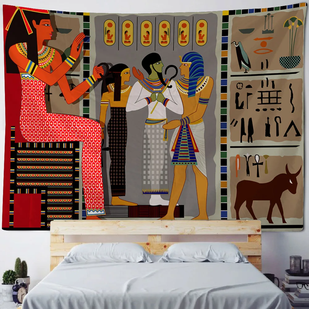 

Egyptian retro mural, printed tapestry, hippie wall hanging fabric, home decoration aesthetics, living room, bedroom decoration