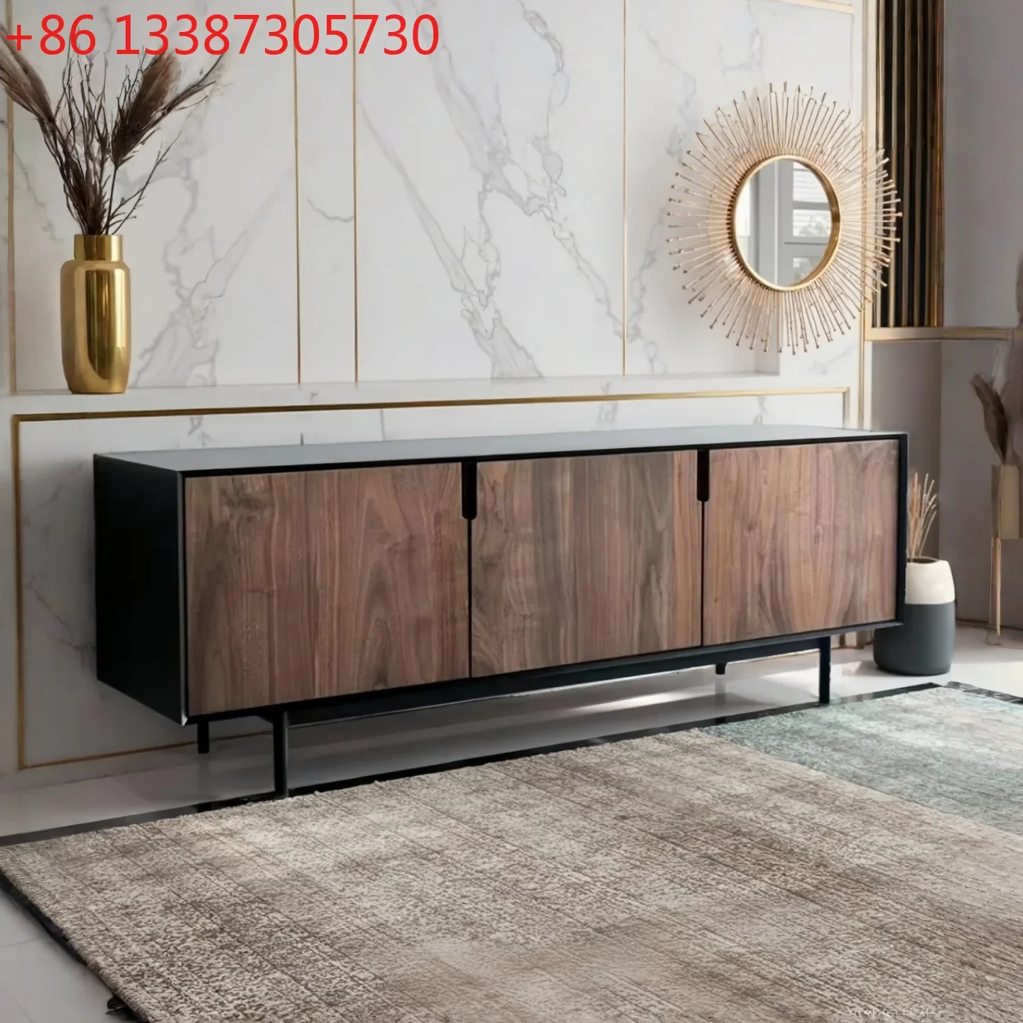 Nordic paint TV cabinet Solid wood living room audio-visual cabinet Modern simple floor cabinet