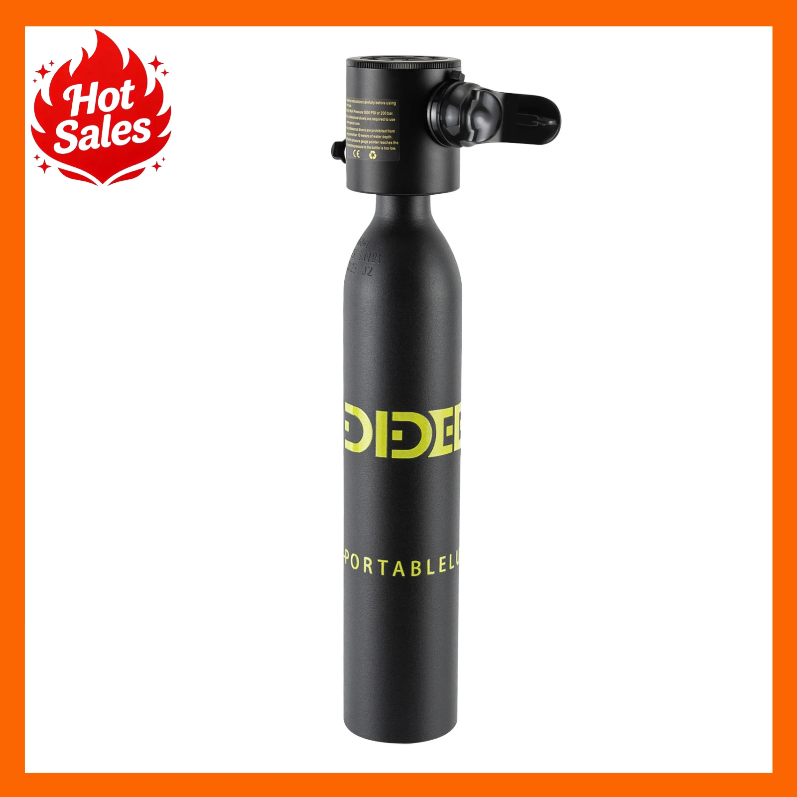 Équipement de plongée sous-marine, bouteille de plongée 0,5 L, mini-cylindre d'oxygène avec dispositif de pression constante et disque de sécurité, 5000 PSI, décompression automatique pour une plongée sécurisée, temps de respiration de 5 à 10 minutes pour une profondeur de 33 pieds (récréationnelle) ou 100 pieds (alimentation d'air de secours d'urgence).
