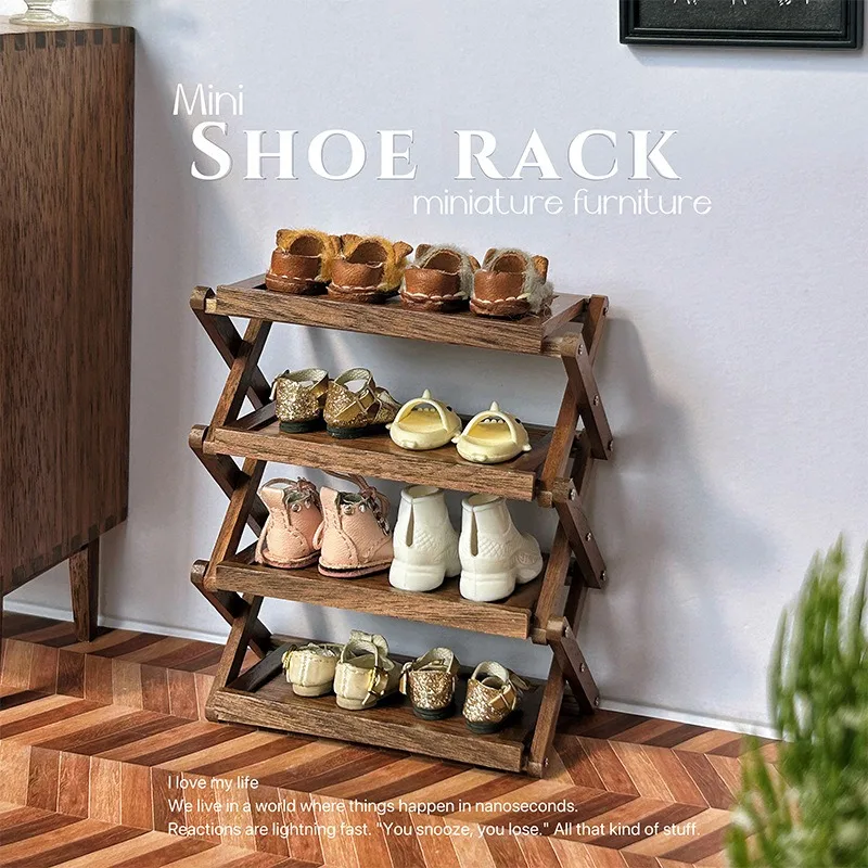 Miniature folding rack doll house accessories model mini shelf, furniture di