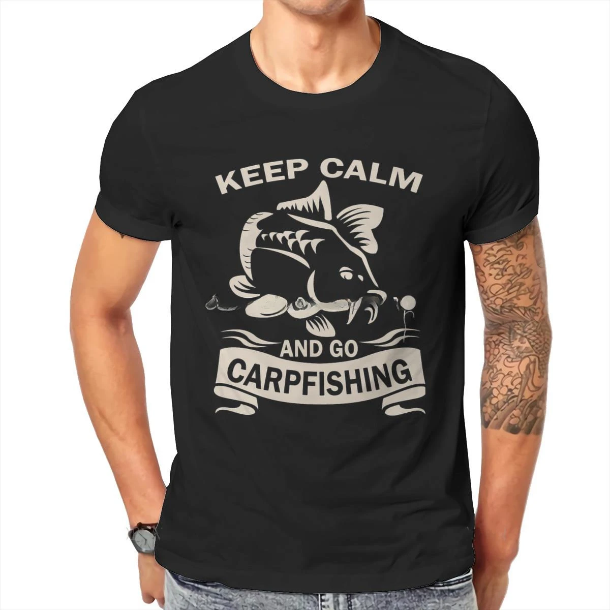 Carp Fishing Fisher Casual T Shirt New Men Cotton Tees Streetwear Harajuku Keep Calm And Go Unique TShirt  men clothing MAN