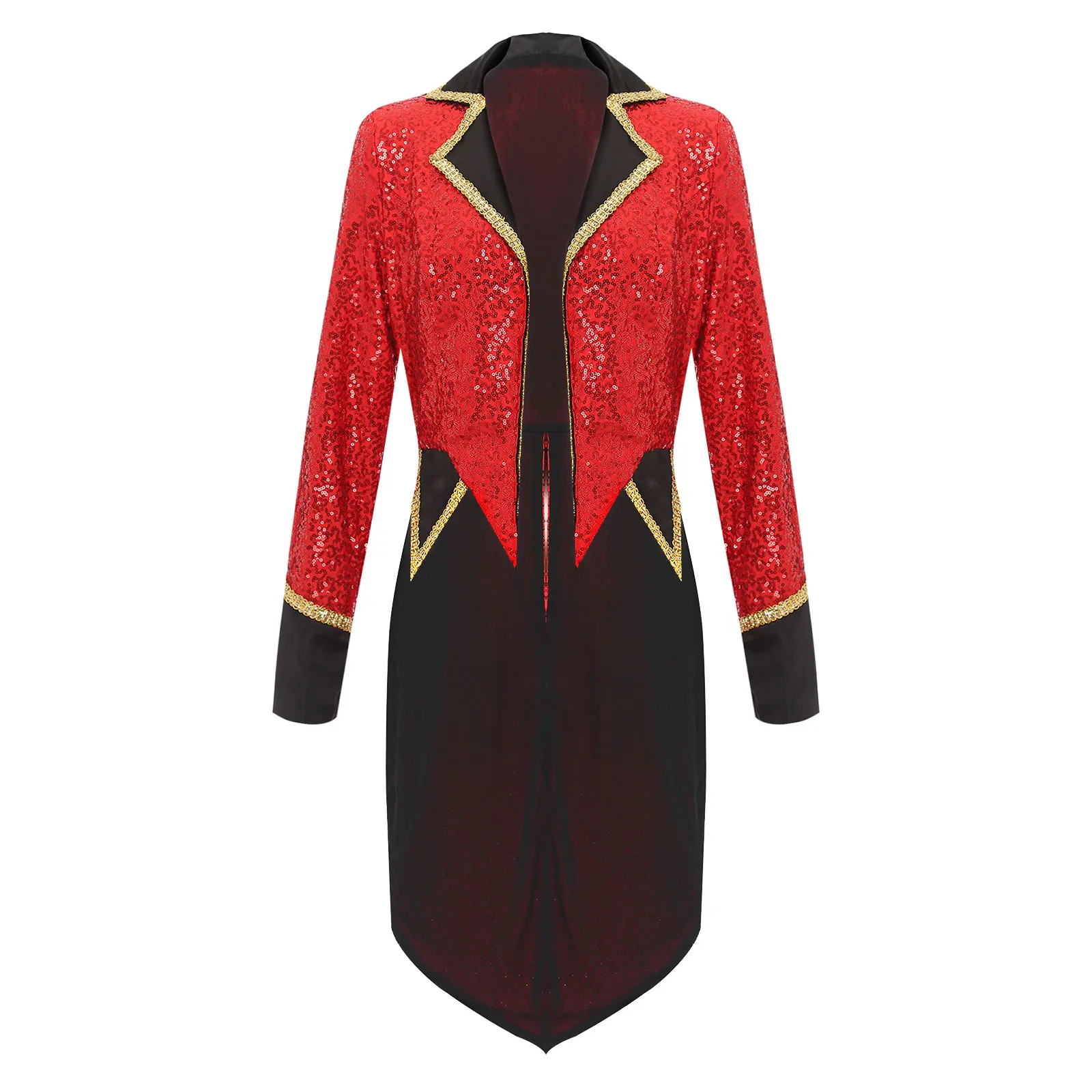 

Womens Circus Ringmaster Cosplay Costume Sparkling Sequin Halloween Theme Party Tailcoat Jacket Magician Performance Clothes