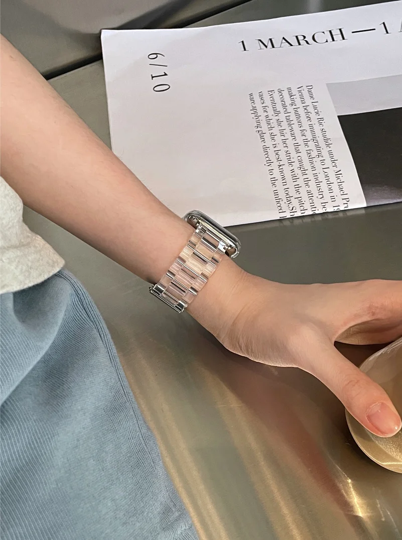 Transparentes Armband für Apple Watch 44mm 45 46 49 38 40 41 42mm Buntes Armband für iWatch Series 12 11 10 9 8 7 6 5 4 SE – Detail 5
