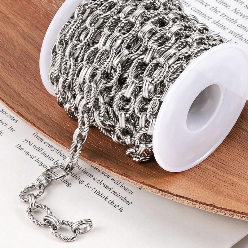 Stainless Steel Twisted Rope Oval Link Chain DIY Bracelet Necklace Jewelry Making Accessories
