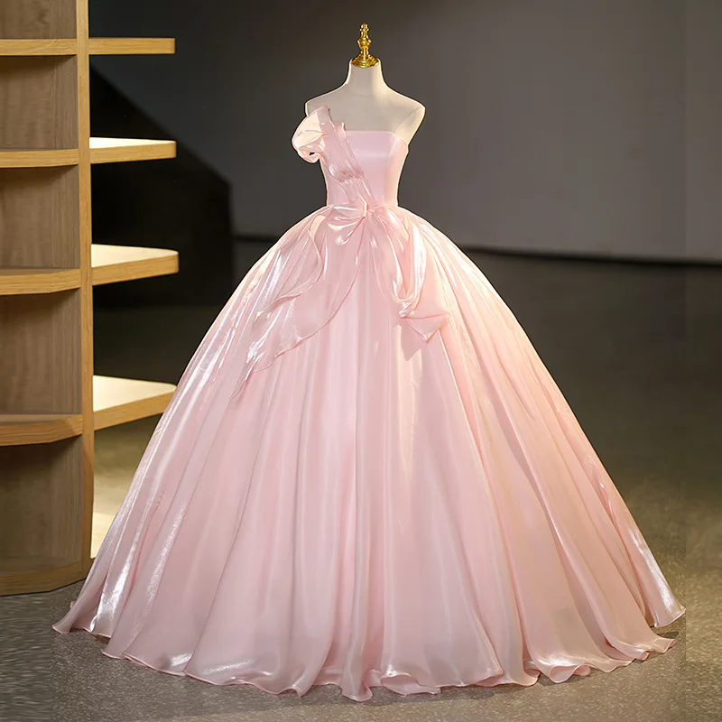 Vestido de noite de banquete, vestido longo feminino, emagrecimento, presentador de socialite, temperamento francês elegante sem alças, vestido sofisticado