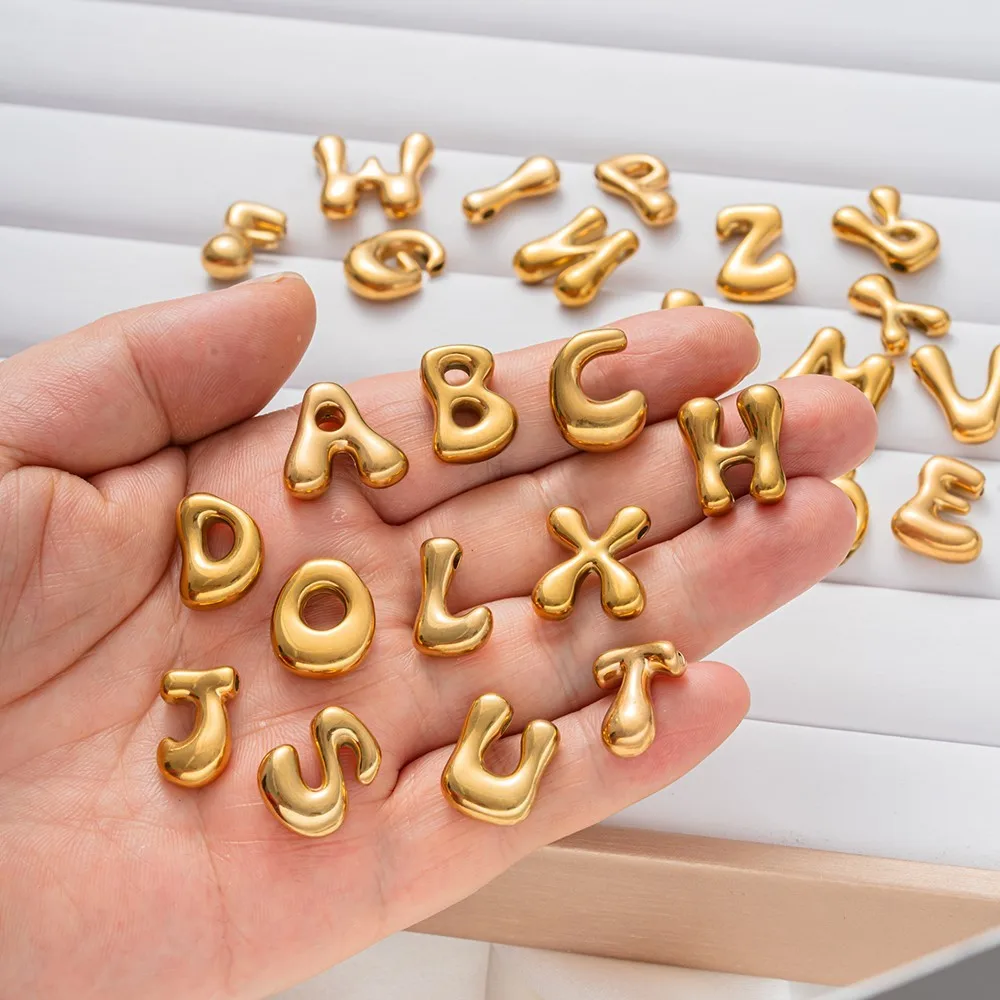 5Pcs Fashion Stainless Steel Gold Plated Capital 26 Letter Irregular Pendant Beads For DIY Necklaces Bracelets Jewelry Making view 4
