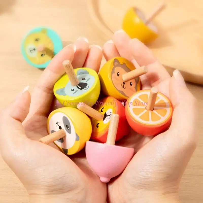 

85AE 6pcs Nostalgic Whirling Top Early Fine Motor Skill Hand Eye Coordination Toy