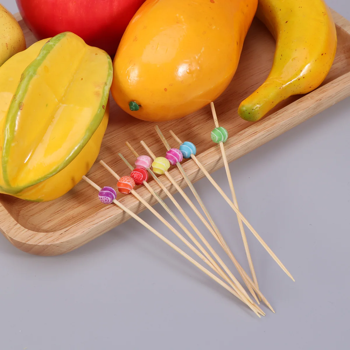 

100Pcs Bamboo Cocktail Picks Handmade Creative Fruit Sticks Elegant Appetizer Picks Party Supplies Bar Ktv Fruit Sticks