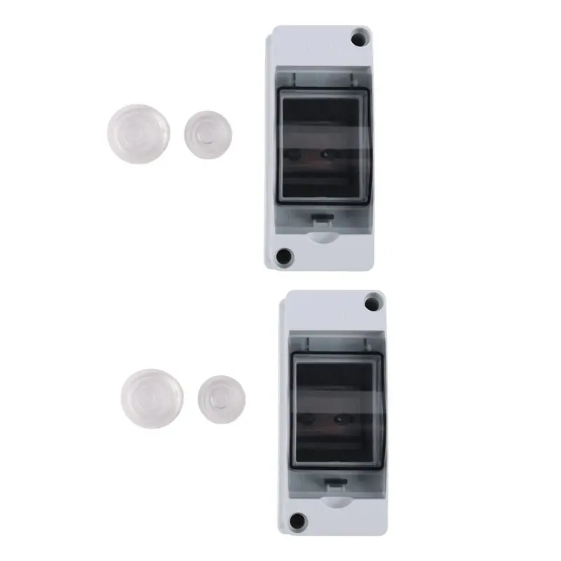 A04G-Distribution Protection Box, Waterproof Transparent Cover 3 DIN Rail Outdoor Distribution Junction Box 2Pcs