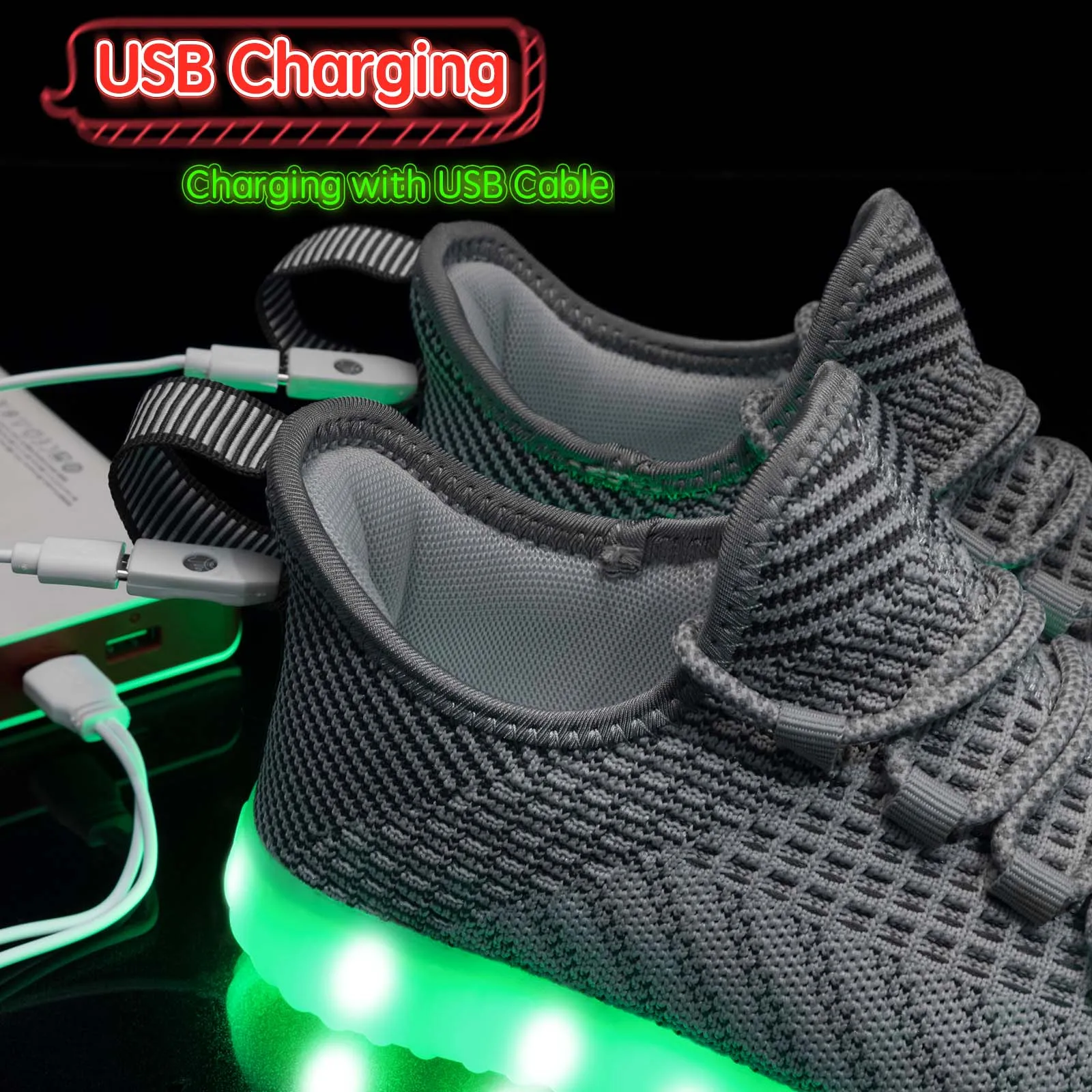 Tägliche Freizeitschuhe für Herren, Schuhe mit schillernden Lichtern, atmungsaktive Mesh-Laufschuhe, weiche und bequeme Herrenschuhe – Detail 3