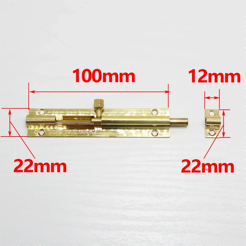 Top Selling Brass Doors Slide Latch Lock Bolt Latch Barrel Home Gate Safety Hardware Screws 4 Size 1.5/2/3/4 Inch Gold Color