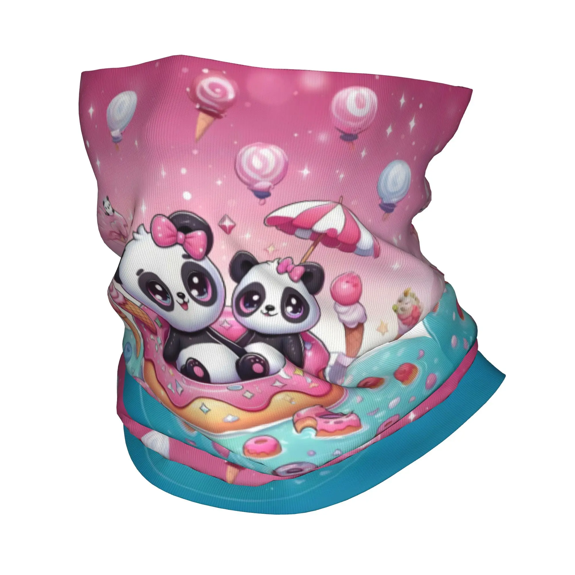 مخصص Lce كريم دونات الباندا أنيمي باندانا الرقبة الجراب للتزلج الجري النساء الرجال التفاف وشاح Kawaii الكرتون عقال أكثر دفئا #1