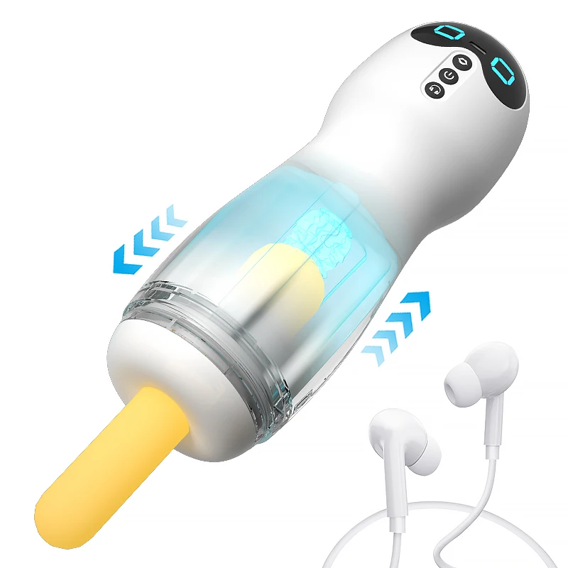 Realistic Silicone Masturbator for Men with Vibrating Suction & Auto Stroking - Multiple Modes Rechargeable Sex Toy Waterproof