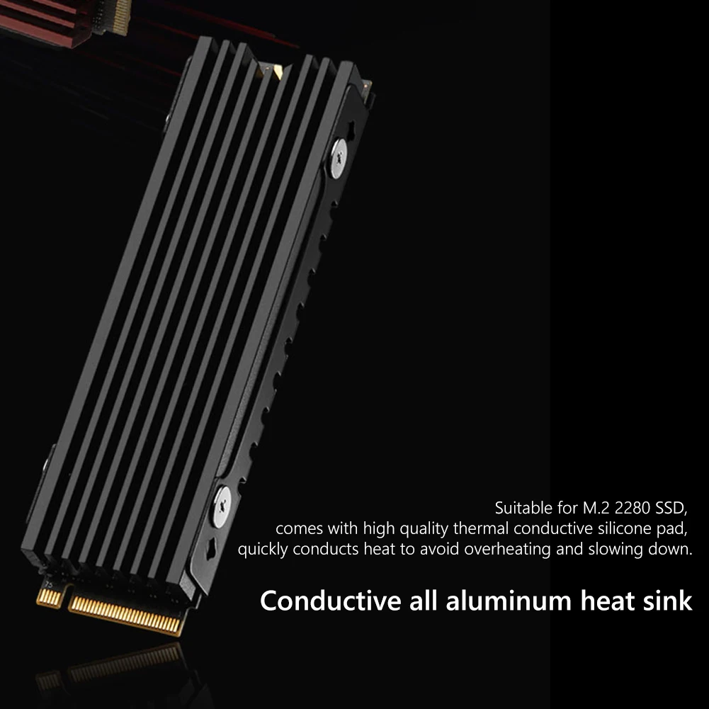 M.2 2280 SSD Radiator Heat Sink NVME NGFF SSD Cooling Heat Sink Heat-resistance with Thermal Silicone Pad for PS5 Game Console - view 2