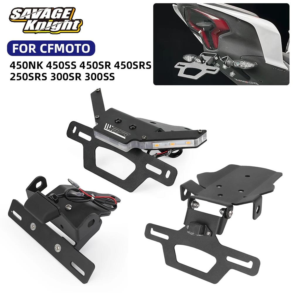 

450SR License Plate Holder LED Light For CFMOTO 450 SR NK 450SS 450NK 450SRS Motorcycle Tail Tidy Fender Eliminators Bracket Kit