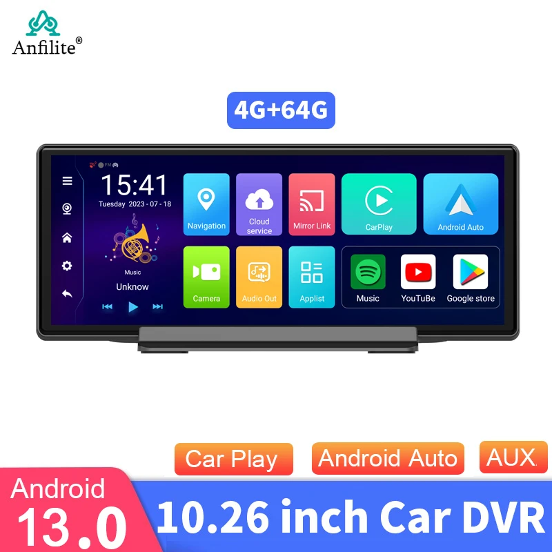 10.26 inch Android 13 Dashboard GPS Navigation 4+64G Car DVR ADAS Dash Cam Rearview camera Video Recorder DashCam