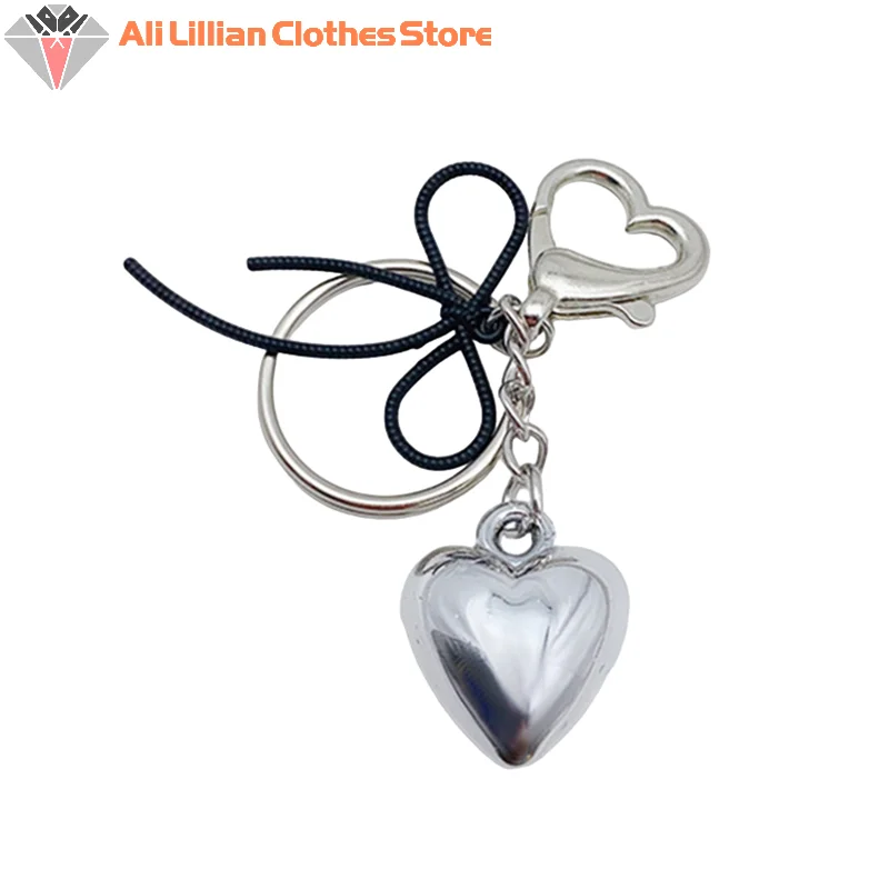 Y2k Bowknot Big Heart Keychain Bow Key Ring For Women Girls Friendship Gift Car Handbag Decoration