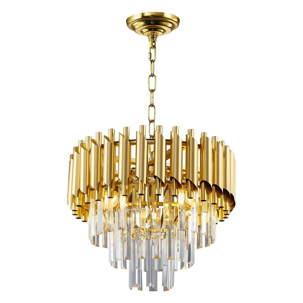 Modern Crystal 3-Tier Gold Chandeliers for Dining Room Bedroom Living Room Foyer Farmhouse,E12*4 Ø15.74 inch