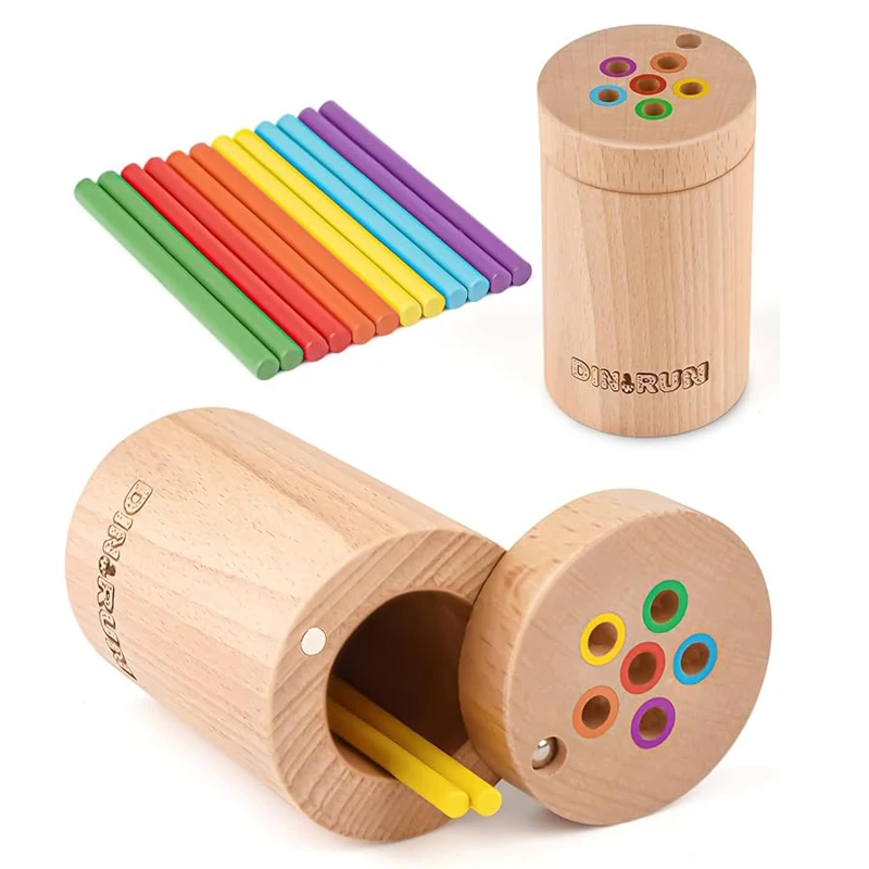 Toddler Toys Montessori for 1 2 3 Year Old Color Matching Fine Motor Skills Sensory Toys Wooden Educational Stick Board Game