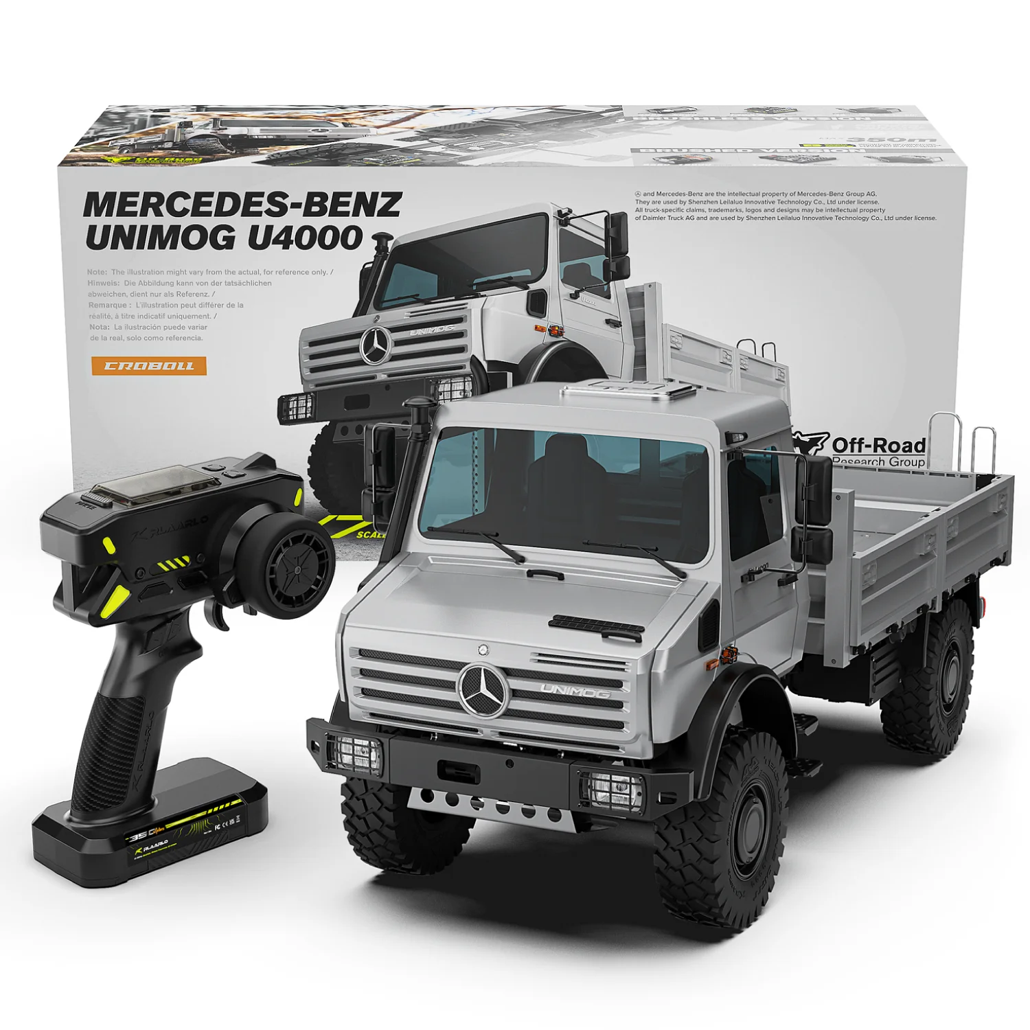 RLAARLO New UNIMOG UM07 1/7 U4000 RC Car Rock Crawler 4WD 10CH Simulation Off Road Truck Vehicle-Wide Coordinated Lighting