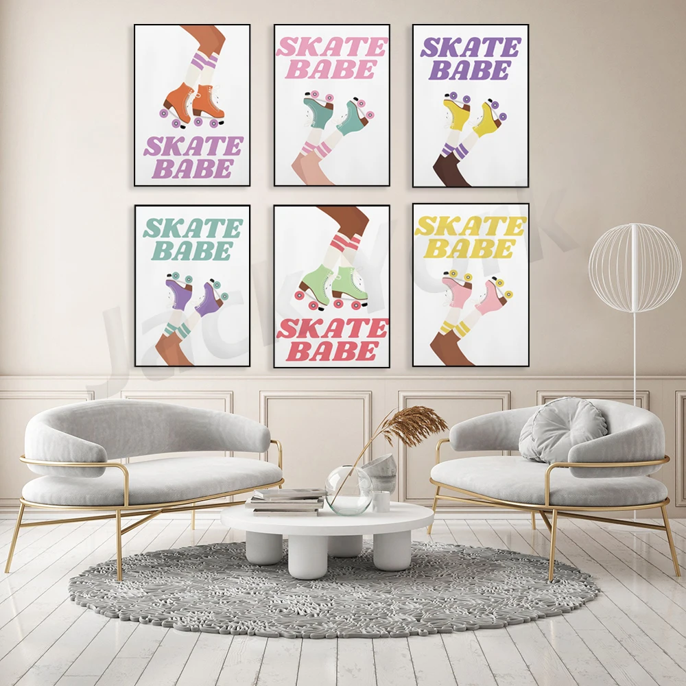 Skate Babe  PRINTABLE / Roller Skating, Skating, Roller Skating Art, Roller Skate Gift, Roller Skate Print, Skate Print,Wall Art