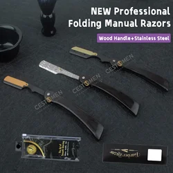 Professional Folding Manual Shaver para homens, barbeador de aço inoxidável, barbear barbear, cortador de barba, borda reta, aparar ferramentas