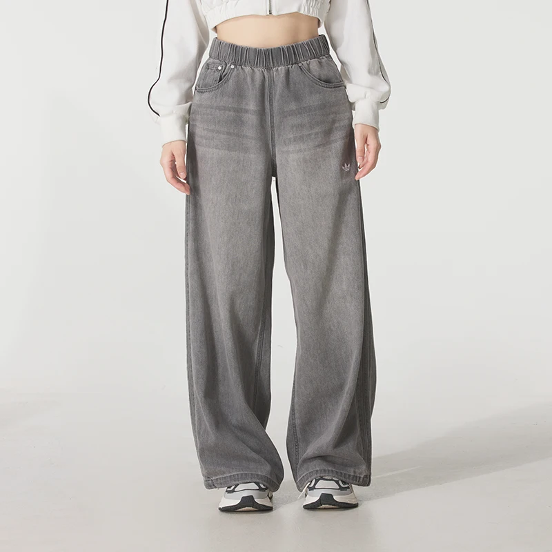 

Adidas Trefoil Women's Denim Sweatpants, Fashionable Retro Casual Pants, Comfortable Loose Straight-Leg Trousers Kc5839