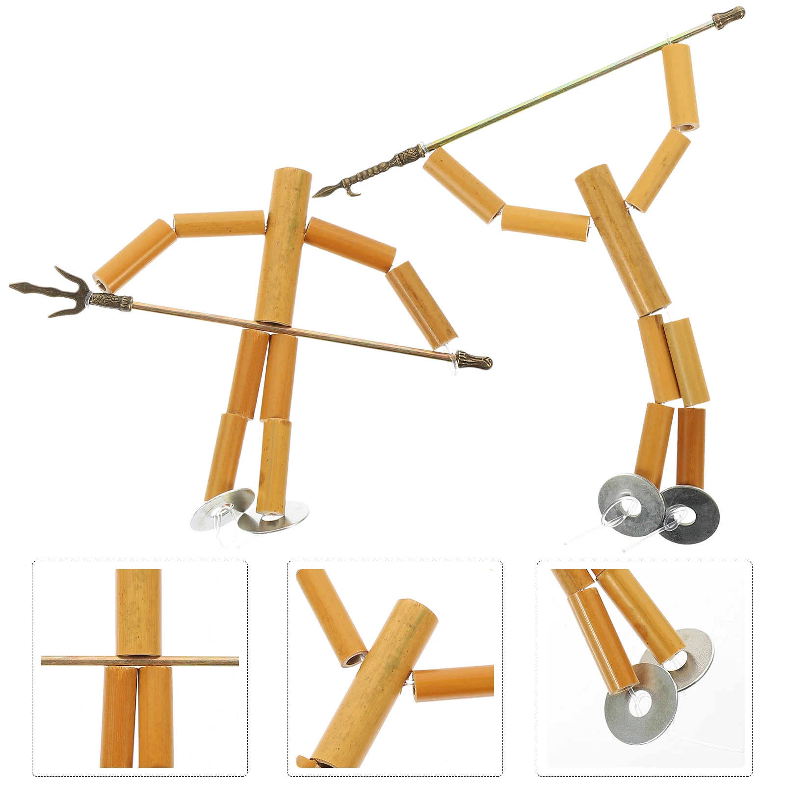 2 Bags Bamboo Puppet DIY Material Kit for Kids High-Grade Safe Long-Lasting Entertainment Gift Handmade Craft Set