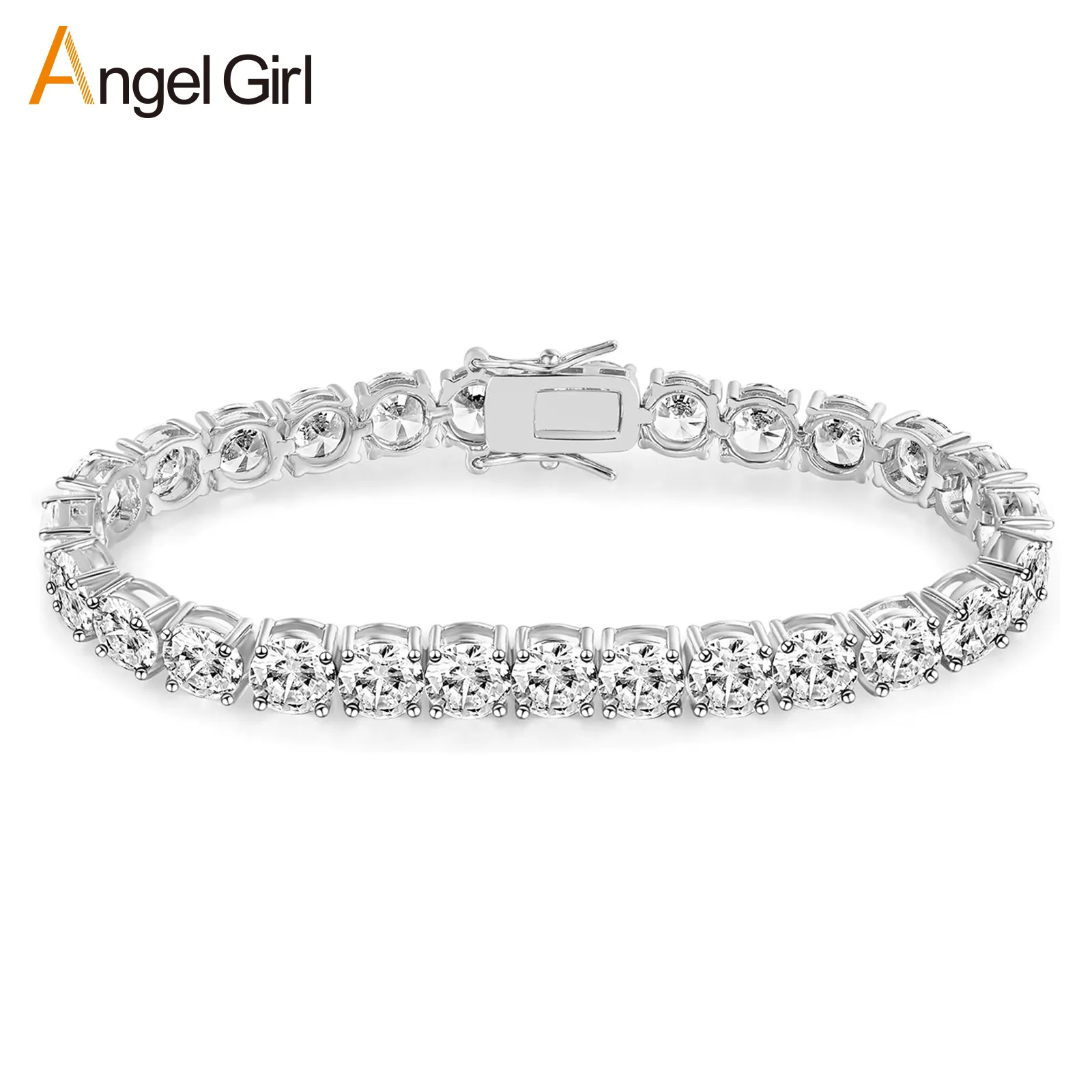 Romantic surprise gift matches 7mm Diamond Inlaid Luxury Bracelet for women with clear moissanite on polished PT950 platinum