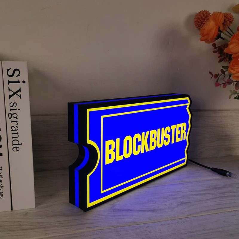 Imagem -04 - Blockbuster Jogo Logotipo Led Lightbox Sign Sala de Jogos Luz Ambiente Jogos Clube Wall Decor Impressão Nightlight Presente Personalizado do Jogador 3d