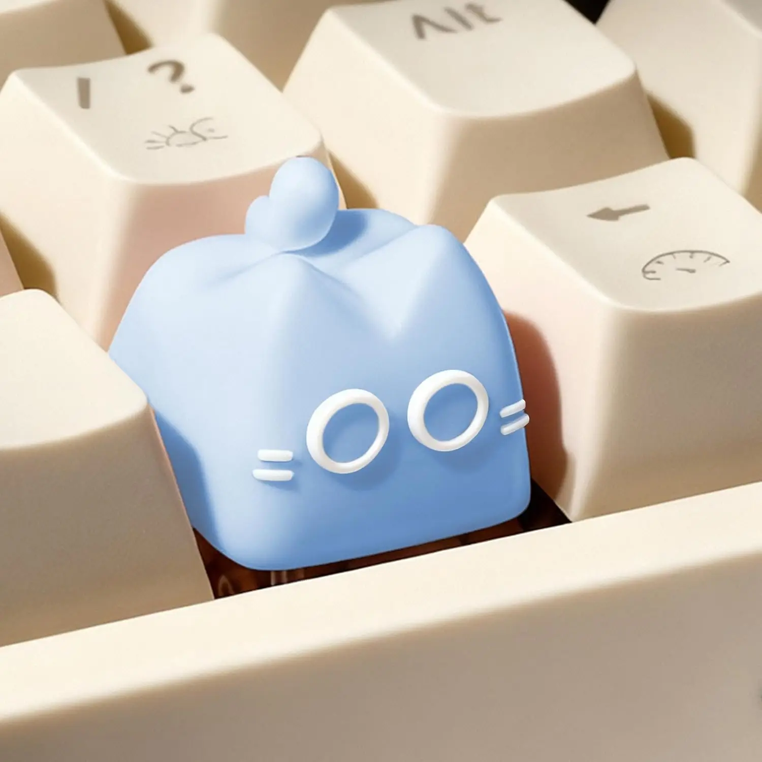 Cute Cat Custom Key Caps for MX Mechanical Keyboard 1U Replacement for Esc Arrow Keys (Blue cat)