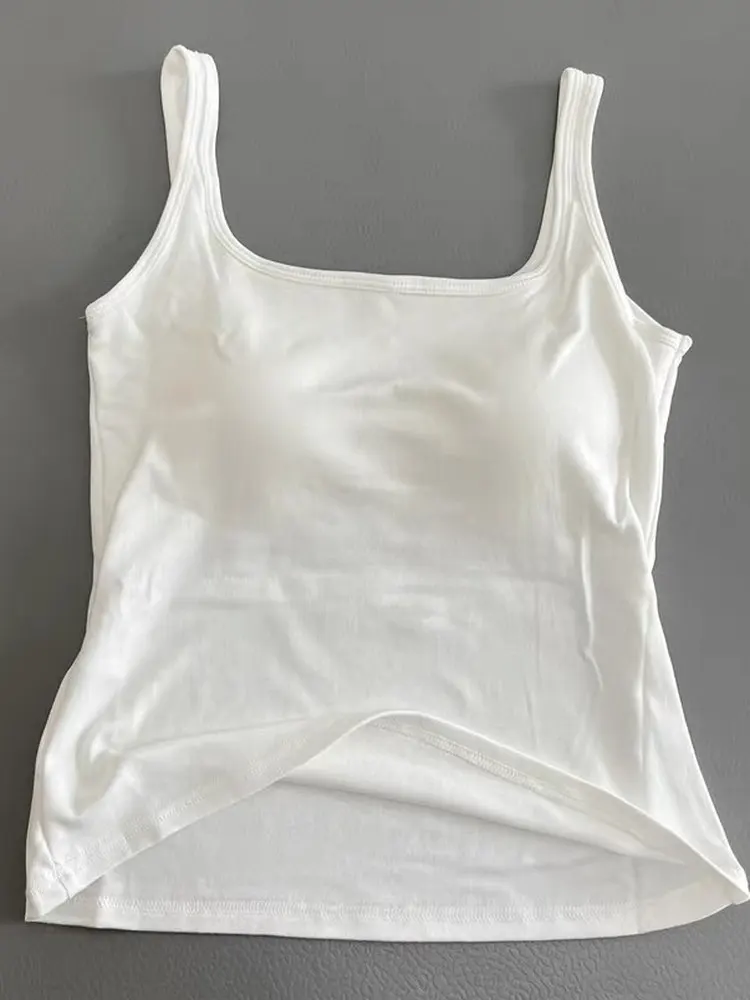 Pure Cotton Strapless Vest Women's Slim Fit Inner Wear Tank Top with Chest Pad Integrated Design Summer New Style Big Size