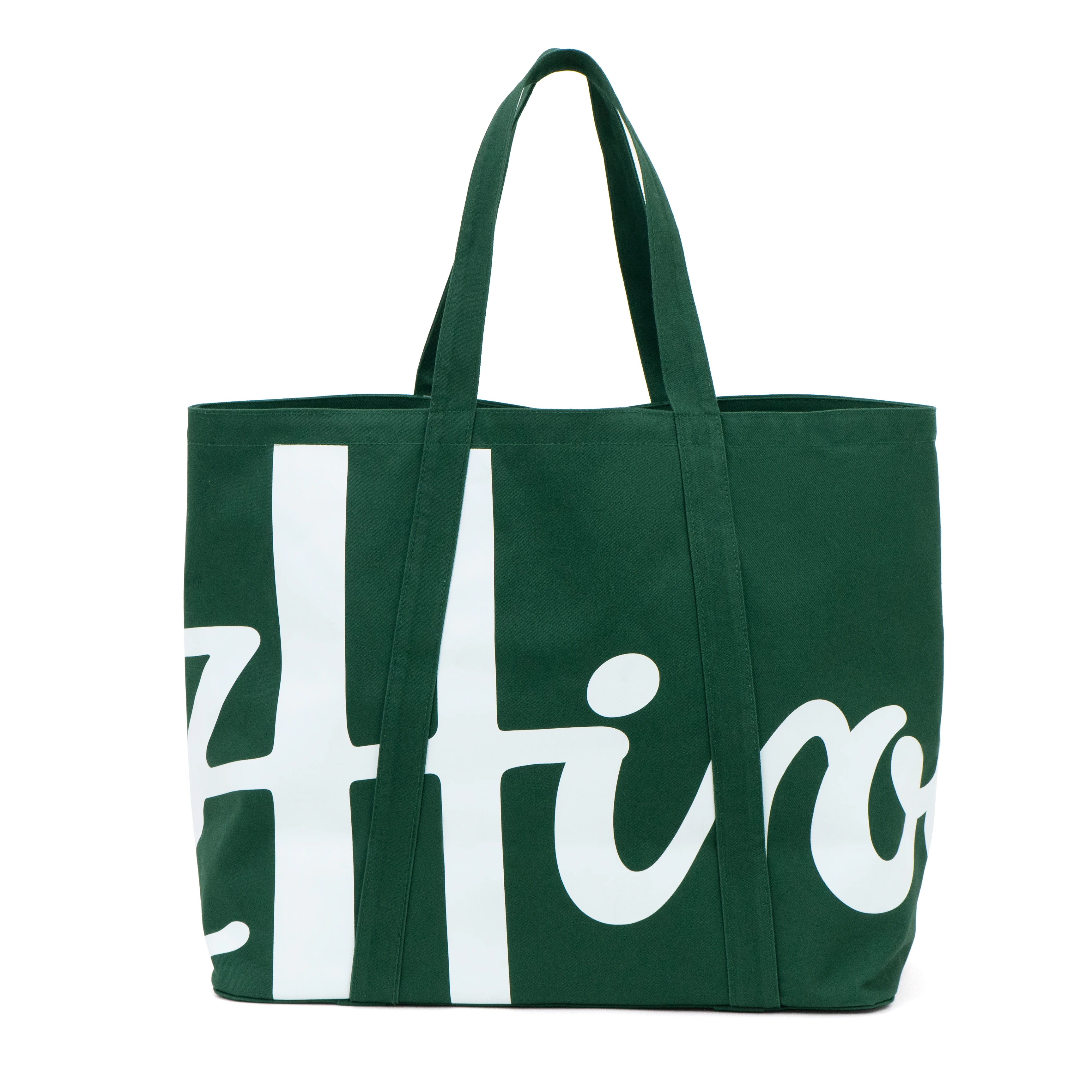 

Dark Green Canvas Tote Bag Bold Letter Print Large Capacity Shoulder Bag Women