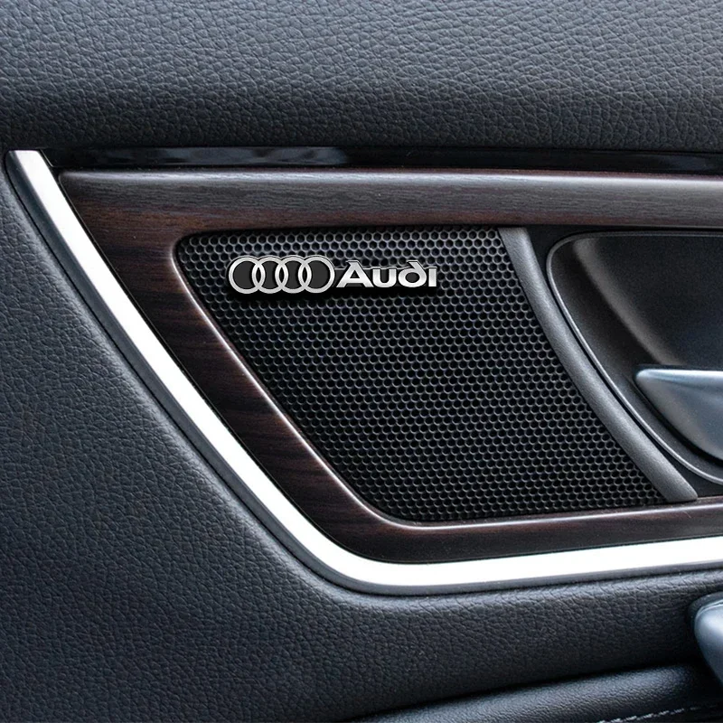 Car Audio Speaker Decorate 3D Aluminum Badge Emblem Sticker For Audi S3 S5 S1 S4 S2 S6 RS3 RS4 RS5 RS6 RS8 B8 B6 TT A2 A3 A4 A5