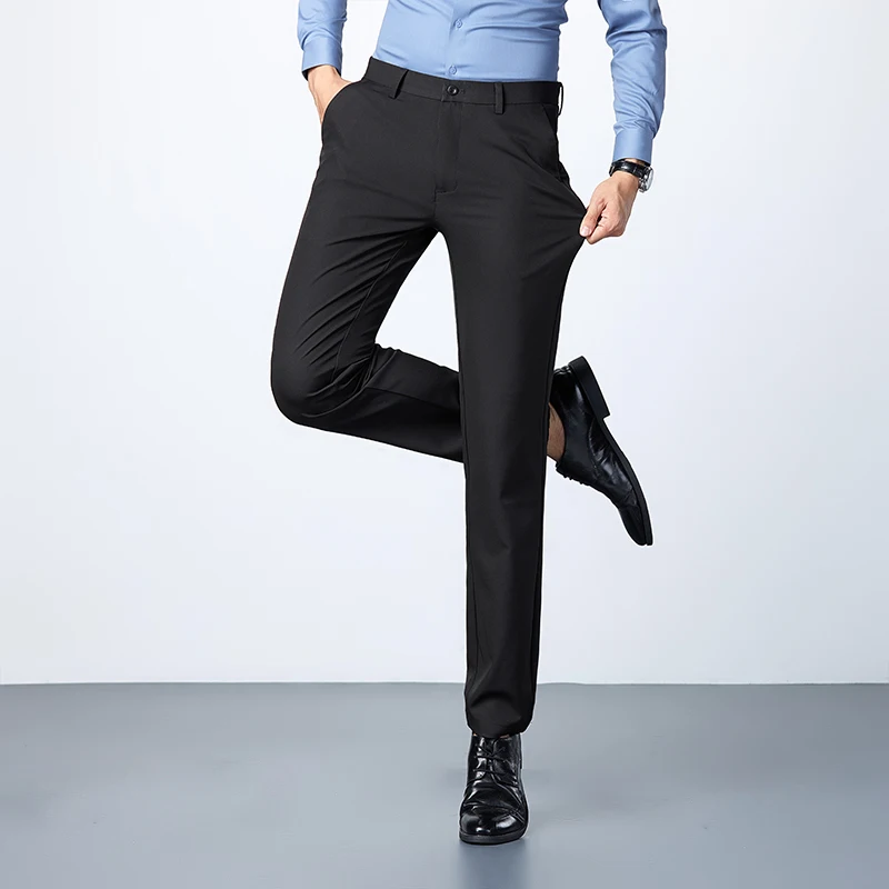 New Autumn/Winter Fashion Trend Solid Color Slim Fit Straight Tube Business Suit Pants Simple Casual Men's Comfortable Pants