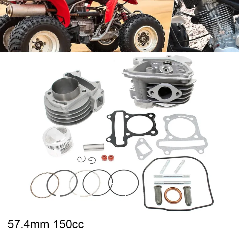 

4-тактный комплект для восстановления цилиндра двигателя GY6 150cc 57,4 мм 157QMJ 152QMI с головкой блока цилиндров с большим отверстием для картинга ATV для мопеда Taotao
