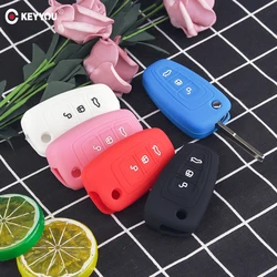 KEYYOU Flip Remote Car Key Case Silicone Cover For Ford Ranger C-Max S-Max Focus Galaxy Mondeo Transit Fiesta Escape Ecosport