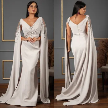 Personalizado requintado jérsei padrão lantejoulas trompete com decote em v vestidos longos sob medida vestidos de ocasião brilho