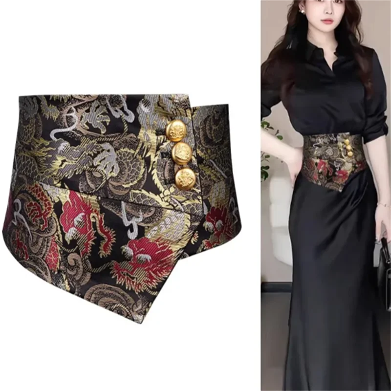 Damen-Taillendichtung, Retro-Accessoire, chinesischer Stil, Taillengürtel, geraffte Taille, Damen-Ornamente, trendiger bedruckter Damenbund