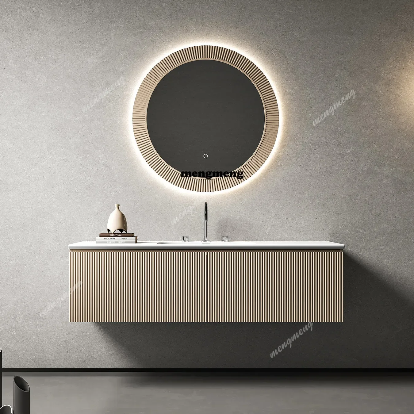 New design Bathroom smart bathroom cabinet light luxury simple wind cream wind combination wash basin