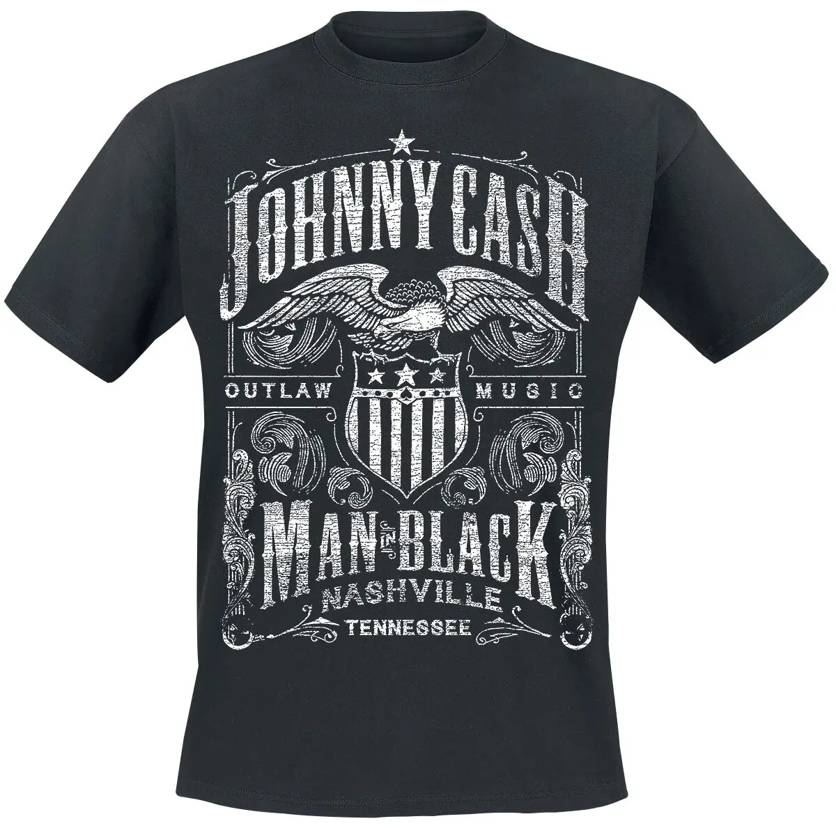 Outlaw Music Johnny Cash T-Shirt Men Women Metal Rock Band Graphic Tee 100% Cotton Summer Streetwear Top