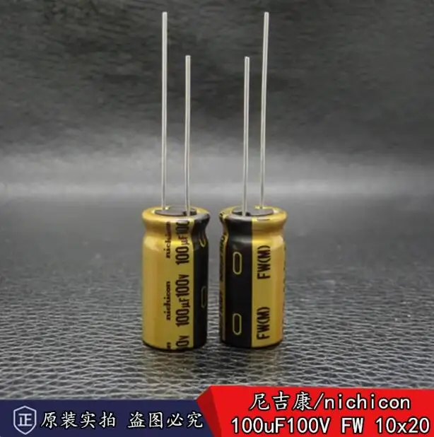 30pcs/lot Japanese original Nichicon FW 100v 100uF gold audio electrolytic capacitor 10 * 20mm free shipping