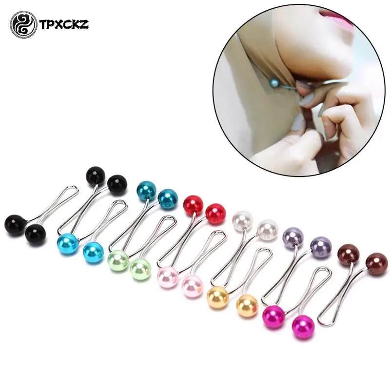 12Pcs/set Multicolor Headscarf Pearl Pins Clips Pins Up Hijab Scarf Shawl Accessories